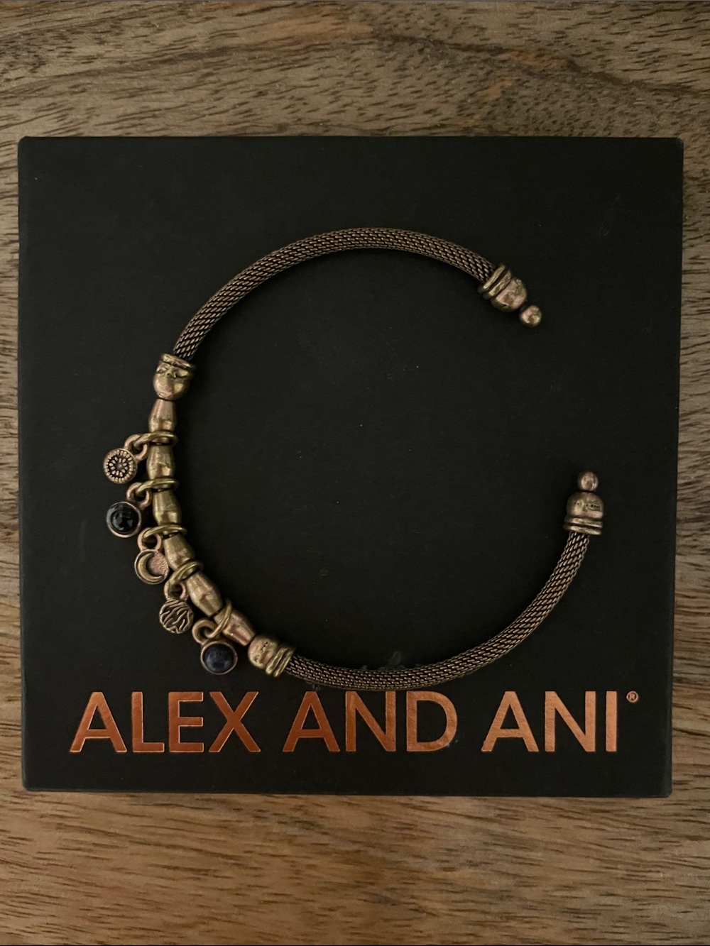 Alex and Ani Moon Charm Mesh Cuff Bracelet